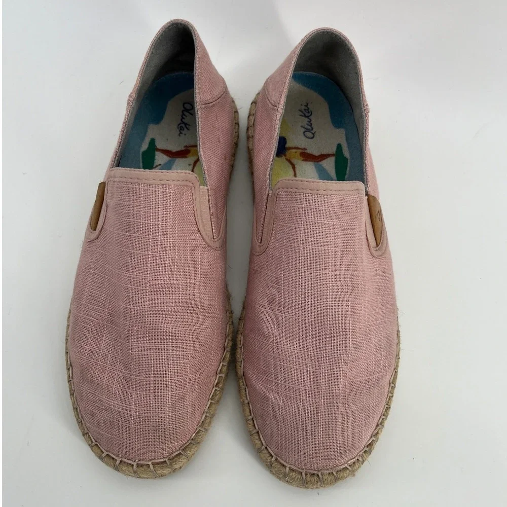 Olukai‎ Kaula Paa Kapa Espadrille Slip On Shoes Women Size 7 Pink Textile